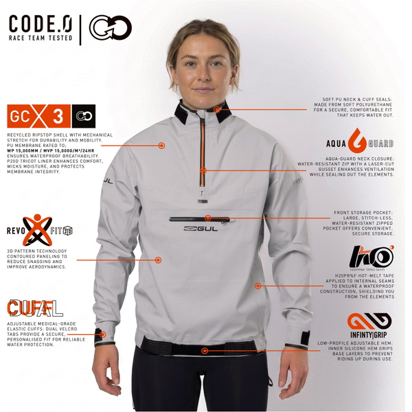 2026 Gul Womens Code Zero Recore 3L Spray Top ST0036 - Grey / Orange